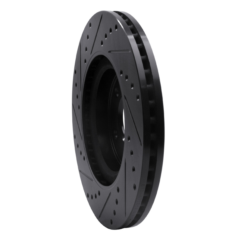 Infiniti Q60 Brake Rotor (1) - Front Right - R1 Concepts - Drilled & Slotted - Black - `13-`25